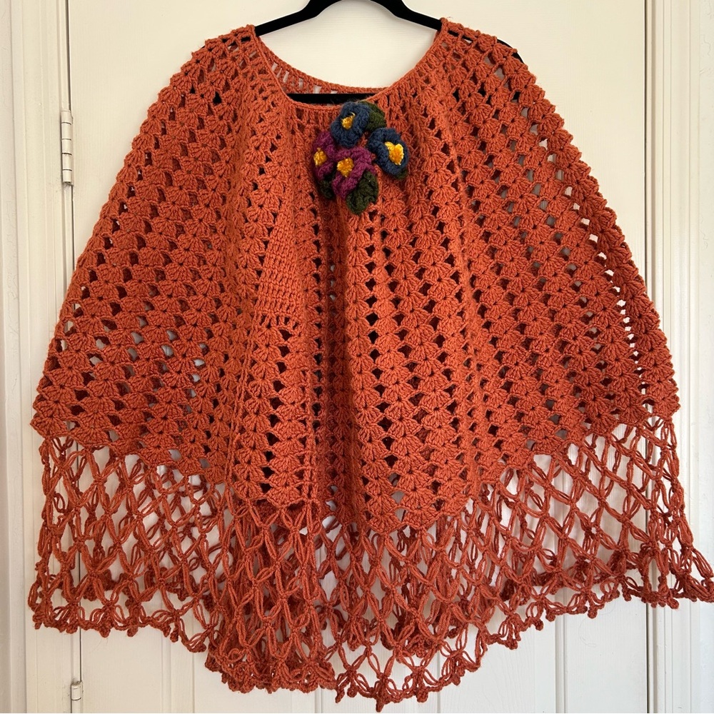 Handmade Crotchet Poncho OS